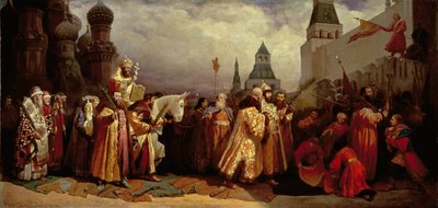 Palmsonntag in Moskau mit Zar Alexei Michailowitsch (1629-76) in einer patriarchalischen Prozession, 1865 von Vyacheslav Grigorievich Shvarts
